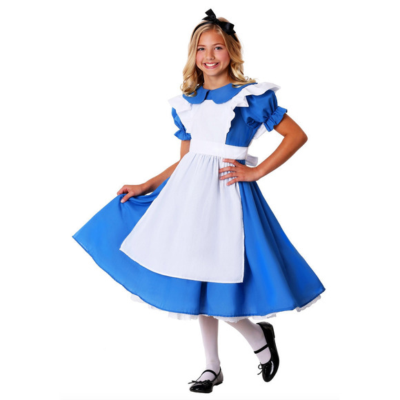 Alice in Wonderland Costume Girls Medium Blue White Disney Ruffles Cute Girlhood - Picture 1 of 10